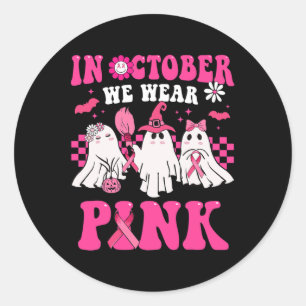 Groovy Wear Pink Brustkrebs Krieger Niedlich Ghost Runder Aufkleber
