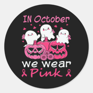 Groovy Wear Pink Brustkrebs Krieger Niedlich Ghost Runder Aufkleber