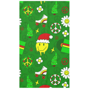 Groovy Weihnachten glücklich Gesicht santa 1970er Tischdecke