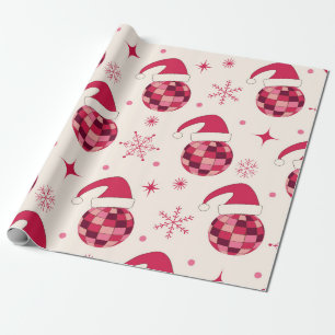 Groovy Weihnachten Santa Disco Kugeln Muster  Geschenkpapier