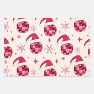 Groovy Weihnachten Santa Disco Kugeln Muster  Geschenkpapier Set