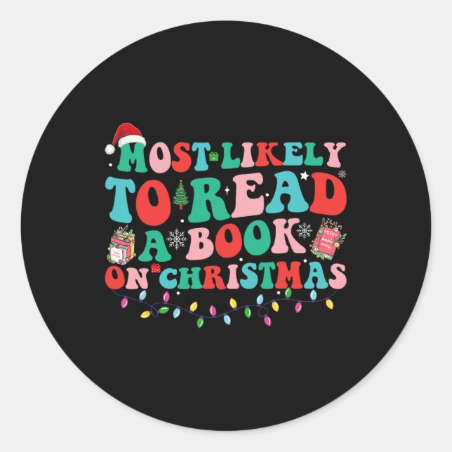 Groovy Weihnachten wird am ehesten ein Buch über C Runder Aufkleber (Vorderseite)