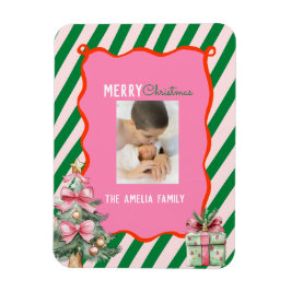 Groovy Weihnachtsbaum-Doodle-Foto Magnet