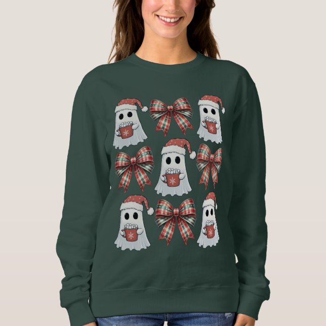 Groovy Weihnachtsghost und Coquette Sweatshirt (Vorderseite)