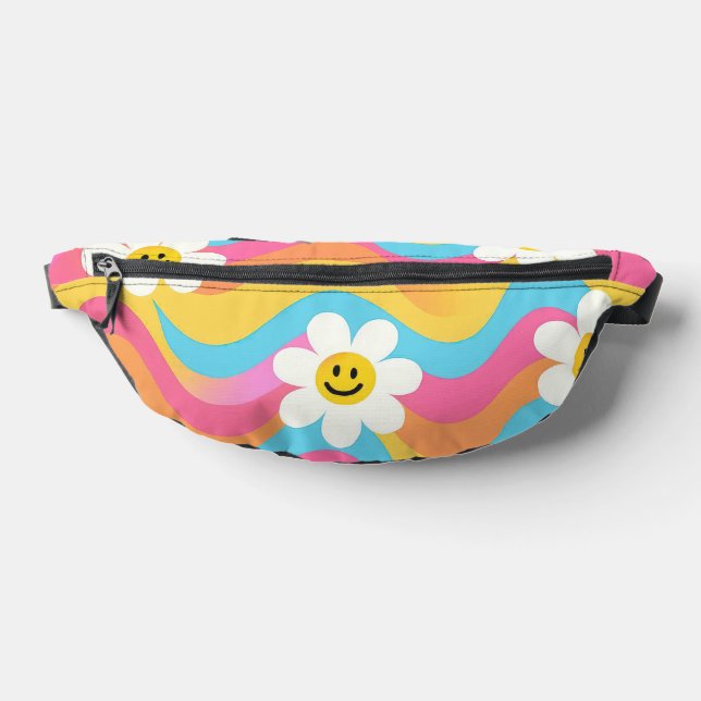 Groovy Wellige Smiley-Blume Retro Bauchtasche (Ablage )