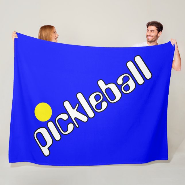 Groovy White Yellow PICKLEBALL auf Hellblau Fleecedecke (Beispiel)