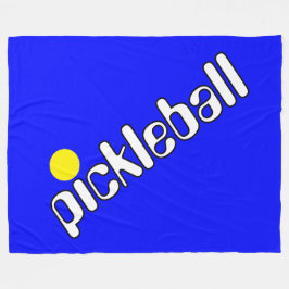 Groovy White Yellow PICKLEBALL auf Hellblau Fleecedecke