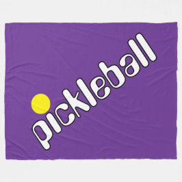 Groovy White Yellow PICKLEBALL auf Royal Lila Fleecedecke