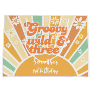 Groovy wild und drei Retro-Sonnen-Kindergeburtstag Große Geschenktüte