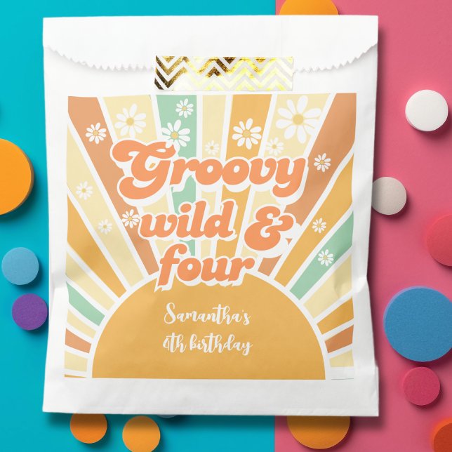 Groovy wild und vier Retro-Kindergeburtstag Geschenktütchen (Von Creator hochgeladen)