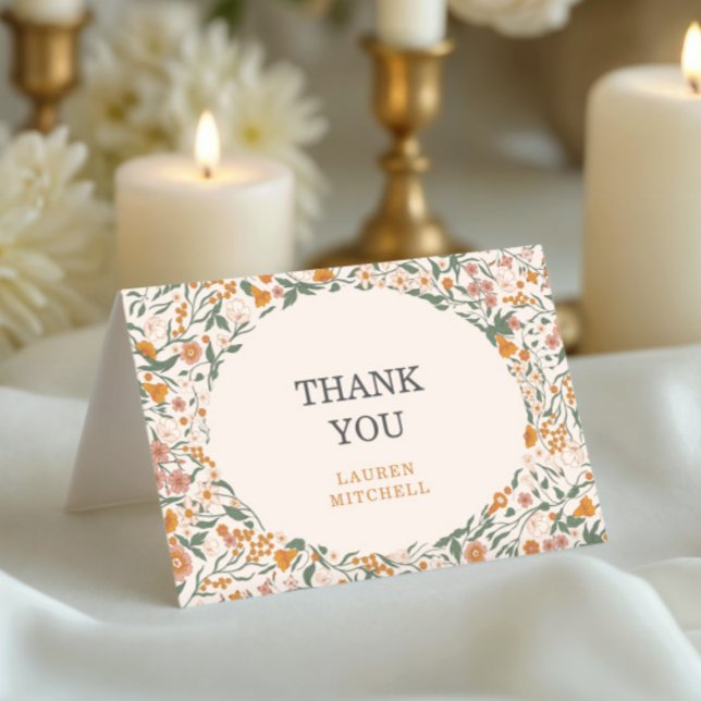 Groovy Wildflower Hochzeit  Dankeskarte (Von Creator hochgeladen)
