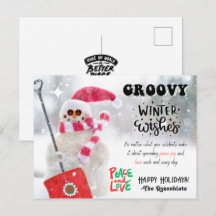 GROOVY WINTER WISHES HOLIDAY POSTCARD