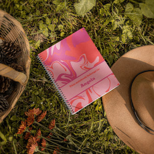 Groovy, Wirbel orange und rosa, anpassbar Notizbuch