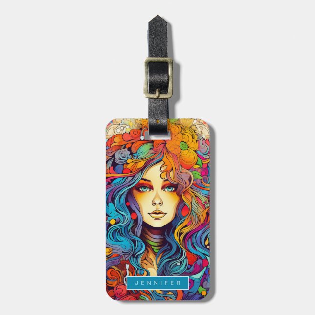 Groovy Woman Luggage Tags Gepäckanhänger (Vorderseite vertikal)
