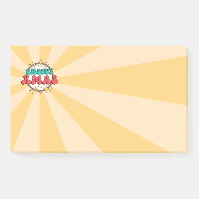 Groovy Xmas text retro cartoon seasonal Post-it Klebezettel (Vorderseite)