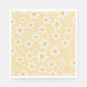 Groovy Yellow Daisy Birthday Napkins Retro Boho Serviette