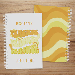 Groovy Yellow Retro Niedlich Teacher Planer