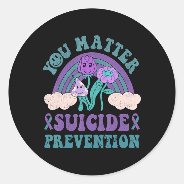 Groovy You 988 Suicide Prevention Awareness  Runder Aufkleber (Vorderseite)