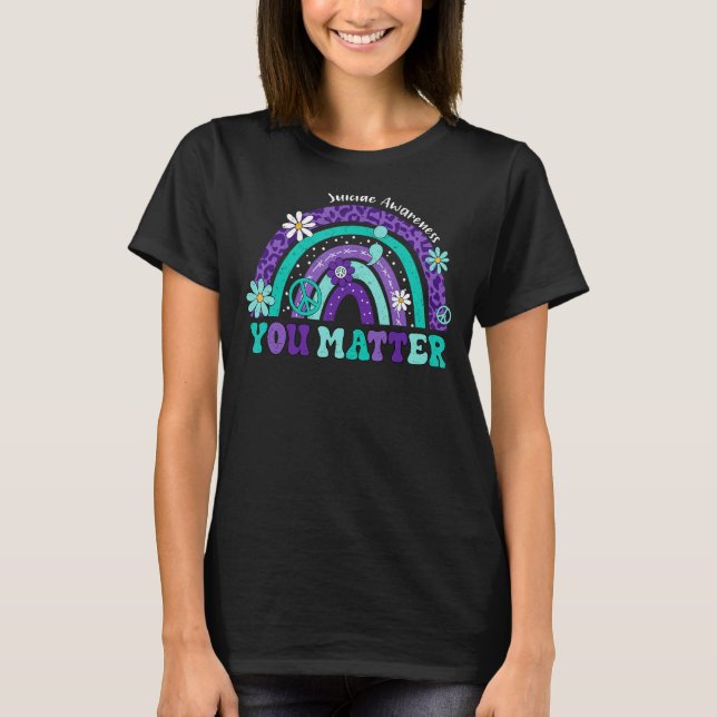 Groovy You Matter Rainbow Semicolon Suicide Awaren T-Shirt (Vorderseite)