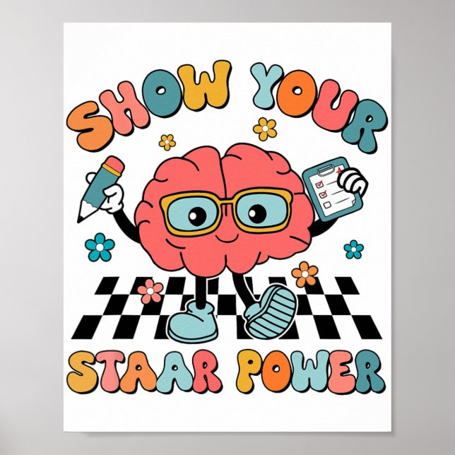 Groovy Zeigen Sie Ihrem Power Brain Teacher Test Poster (Vorne)
