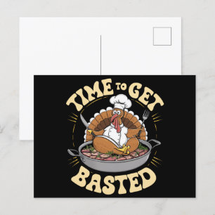 Groovy Zeit, um eine niedliche Truthahn-Danksgivin Postkarte