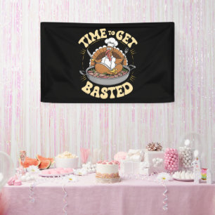 Groovy Zeit, um gebraten zu werden, süßer Truthahn Banner
