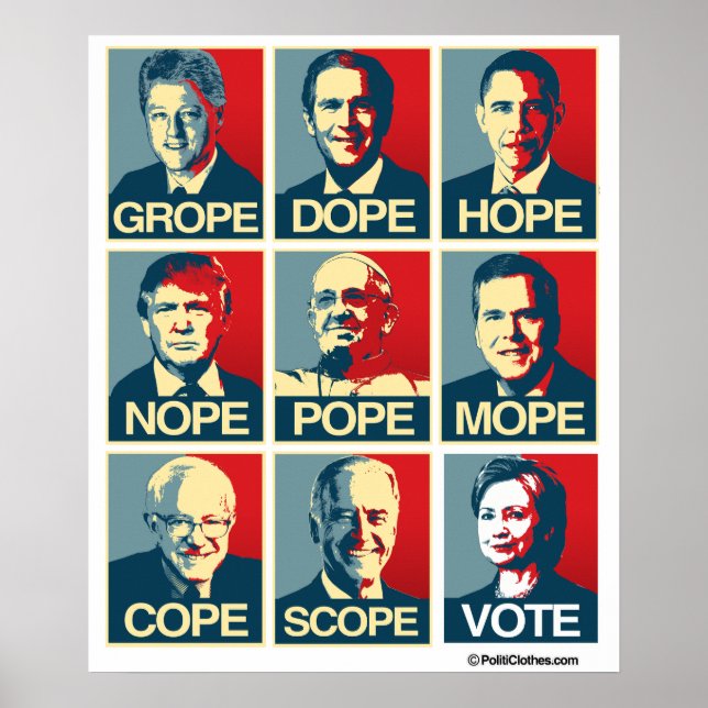 Grope Dope Hope Nope Pope Mope Cope Scope Abstimmu Poster (Vorne)