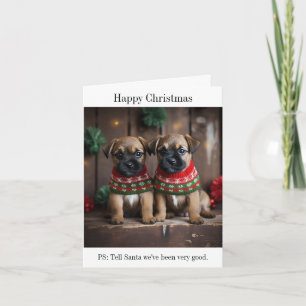 Grorder Terrier Welpen in Christmas Sweaters Karte