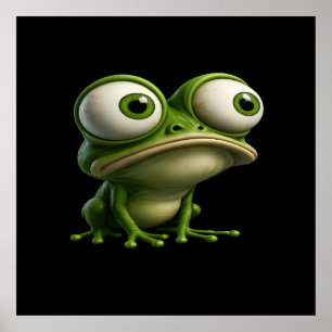 Grosäugiger Cartoon-Frosch Poster