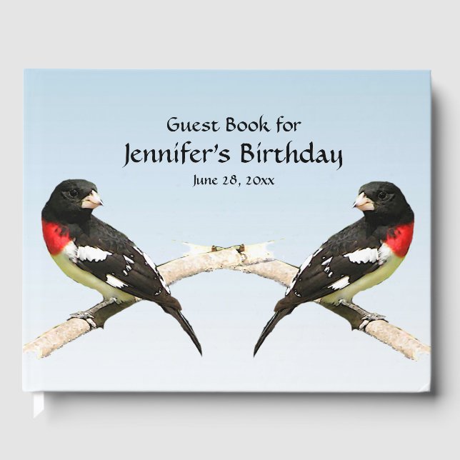 Grosbeak Bird Birthday Party Gästebuch (Vorderseite)