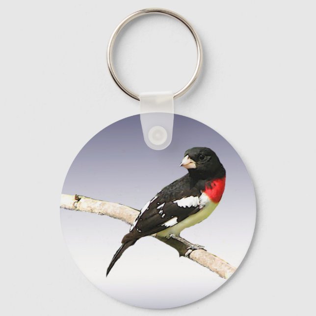 Grosbeak mit Rose Schlüsselanhänger (Vorderseite)