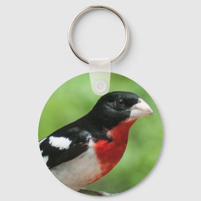 Grosbeak mit Rose Schlüsselanhänger (Vorderseite)