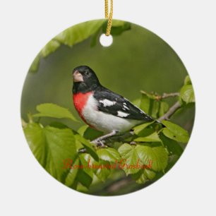 Grosbeak-Rose Keramikornament