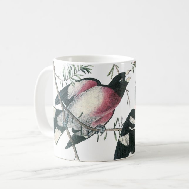 Grosbeak von Rose von Audubon Kaffeetasse (Vorderseite Links)