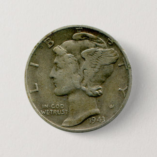 Groschen-Gegenstücckknopf 1943 US Mercury Button