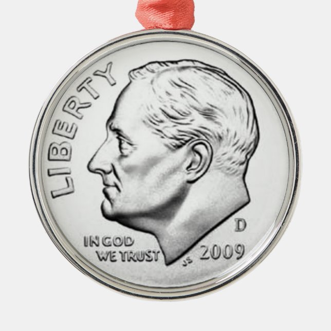 Groschen Vereinigter Staaten Roosevelt Silbernes Ornament (Vorne)