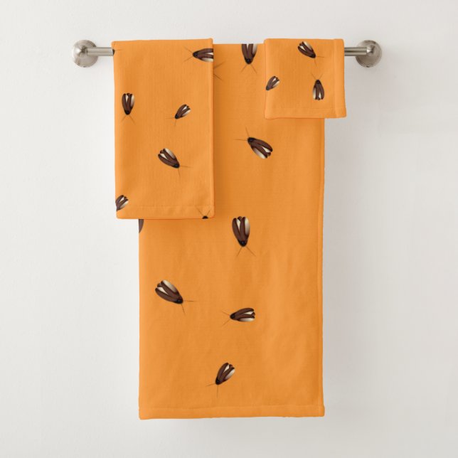 Gross Cockroaches Orange Halloween Badhandtuch Set (Insitu)