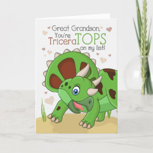 Groß Enkel Valentine TriceraTOPS Dinosaurier Feiertagskarte
