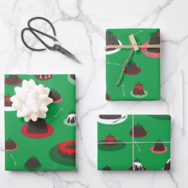 (groß) Figgy Pudding Desserts Packpapier Geschenkpapier Set