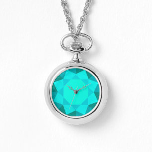 Groß, Imitat Aquamarineedelstein Armbanduhr