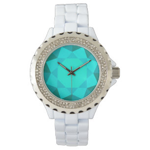 Groß, Imitat Aquamarineedelstein Armbanduhr