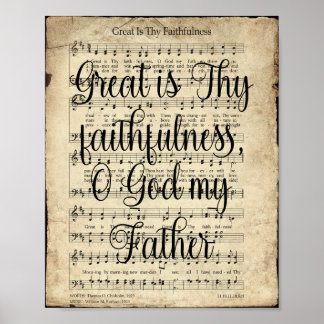 Groß ist deine Treue Schriftart Vintage-Hymne Poster