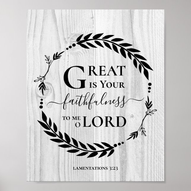 GROSS IST IHR FAITHFULNESS-Holzplakat Christlich Poster (Vorne)