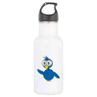 Groß-Mit Augen blauer Cartoon-Vogel Edelstahlflasche