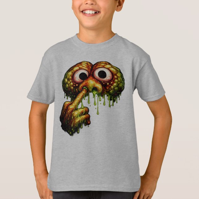 Gross-Out Alien Nose Picking Slime T-Shirt (Vorderseite)
