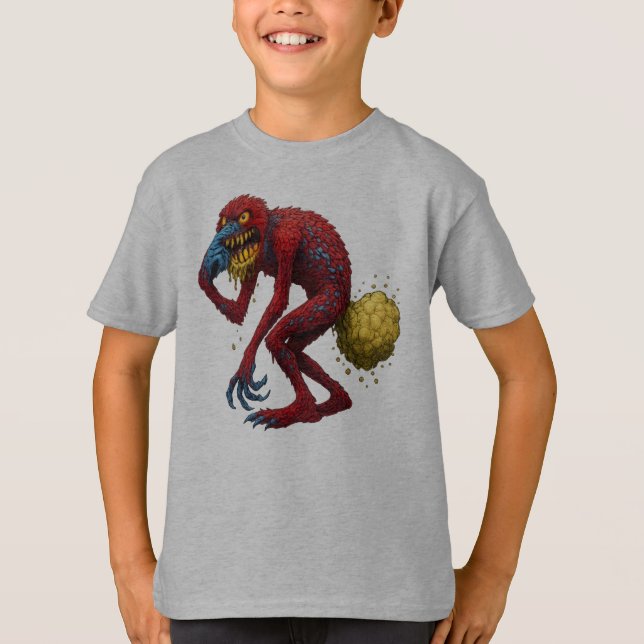 Gross Out Monster Farting Nose-Picking Creature T-Shirt (Vorderseite)