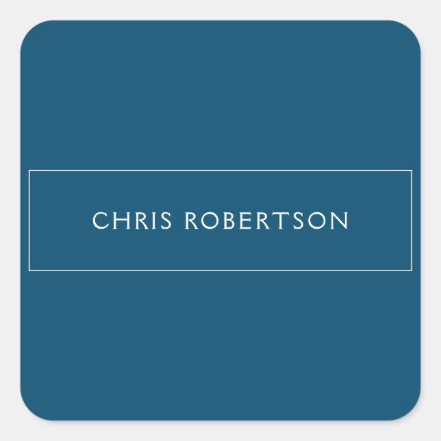 Großartig Ihr Name Ocean Blue White Custom Quadratischer Aufkleber (Vorderseite)