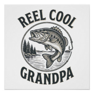Großartig Opa Vintage Angeln Bass Shirt Design Poster