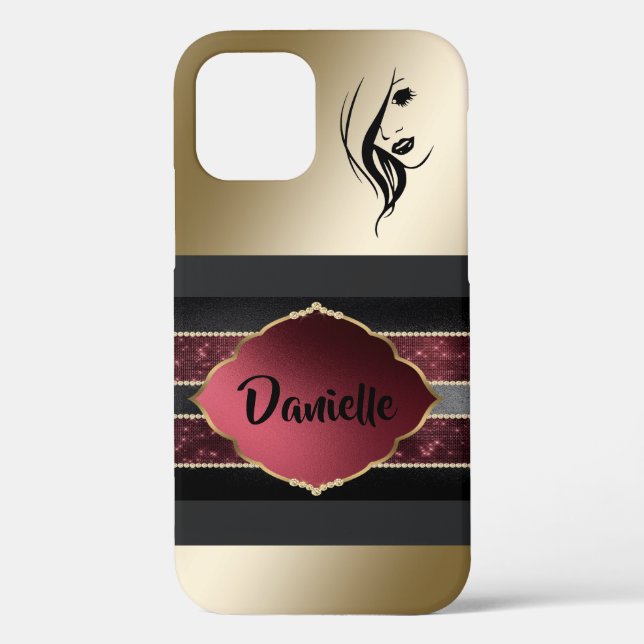 Großartig Personalisiertes Gold/Black iPhone Case (Rückseite)