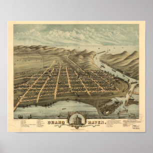 Großartige antike panoramische Karte Poster